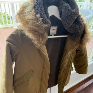 Cyrillus Green Faux Fur Coat